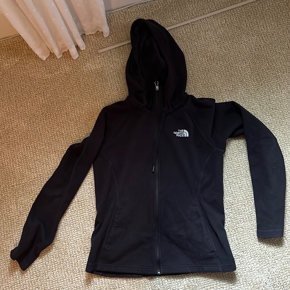 Black fleece north face zip up hoodie